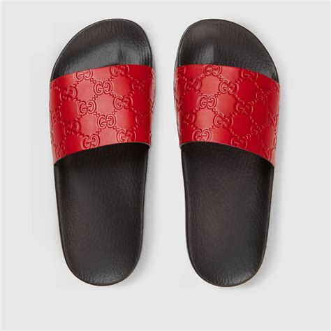 all red gucci slides|Gucci red slides women.